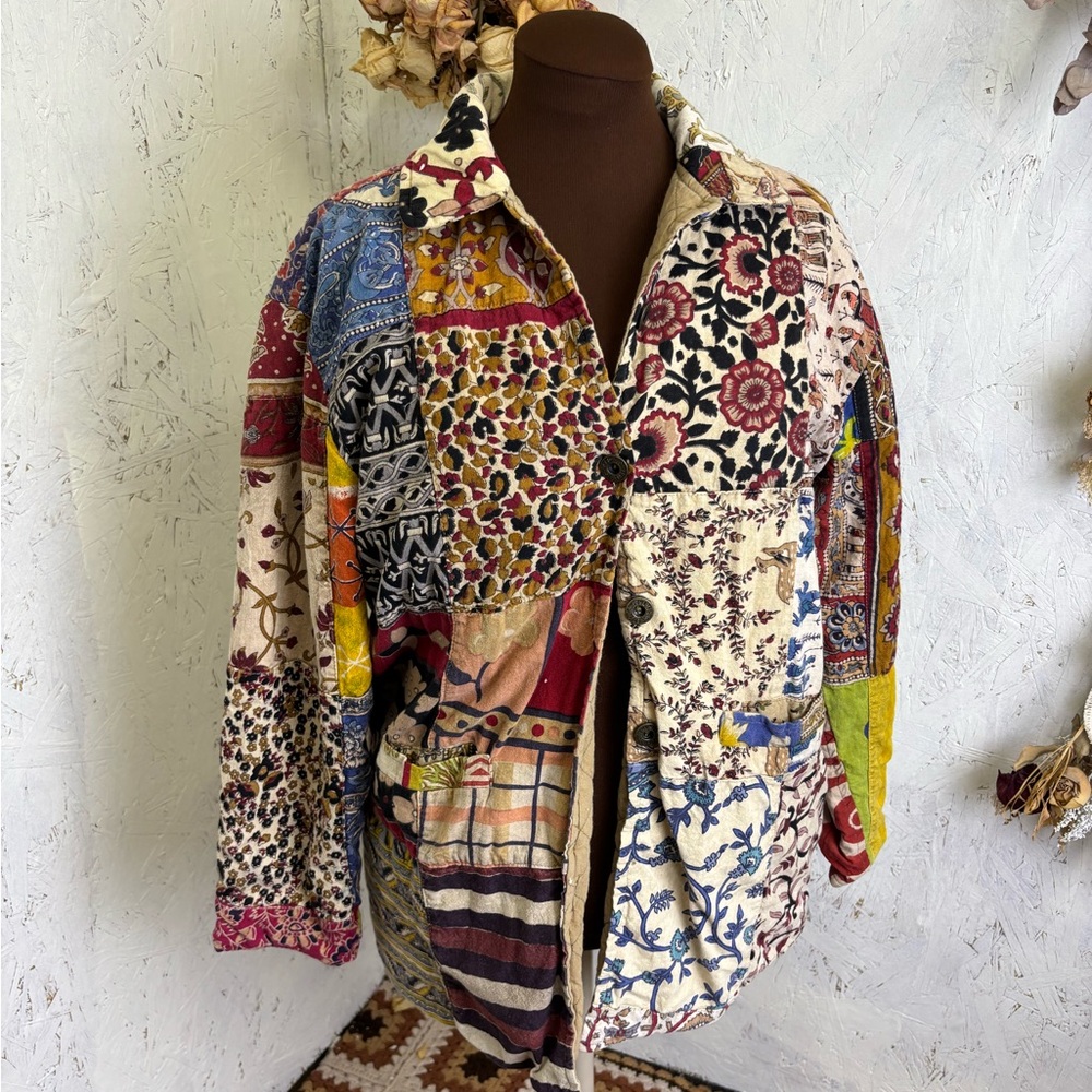 Sacred Threads Patchwork Boho Floral Jacket Size … - image 1